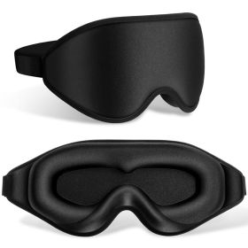 3D Sleeping Mask 100% Blockout Light Sleep Mask For Eye Soft Eye Mask for Travel Eyeshade Night Breathable Blindfold Slaapmasker (Color: Type-B-Black)