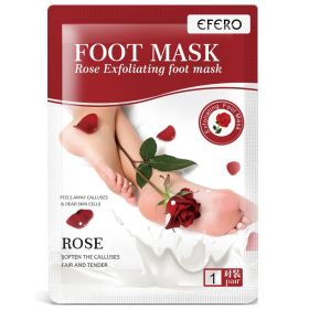 Exfoliating Foot Mask Foot SPA Pedicure Socks Removing Dead Skin Whitening Heels Feet Peeling Anti Cracked Foot Skin Care (Color: A ROSE)