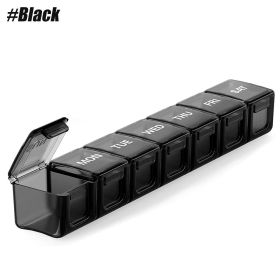 Pill Organizer Weekly Pill Box XL, Big Pill Case 7 Days, Oversize Daily Medicine Organizer, Travel Pill Container, Pill Holders (Color: Black)
