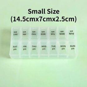 New Weekly Portable Travel Pill Cases Box 7 Days Organizer 14 Grids Pills Container Storage Tablets Vitamins Medicine Fish Oils (Color: NO.4)