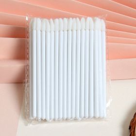 50Pcs Crystal Eyelashes Brushes Individual Lash Removing Cleaning Mascara Applicator Lip Brushes Makeup Eyelash Extension Tools (Handle Color: White 50pcs)