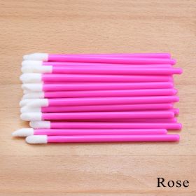 50Pcs Crystal Eyelashes Brushes Individual Lash Removing Cleaning Mascara Applicator Lip Brushes Makeup Eyelash Extension Tools (Handle Color: Rose-50pcs)