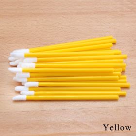 50Pcs Crystal Eyelashes Brushes Individual Lash Removing Cleaning Mascara Applicator Lip Brushes Makeup Eyelash Extension Tools (Handle Color: Yellow 50pcs)