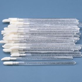50Pcs Crystal Eyelashes Brushes Individual Lash Removing Cleaning Mascara Applicator Lip Brushes Makeup Eyelash Extension Tools (Handle Color: Crystal White 50pcs)