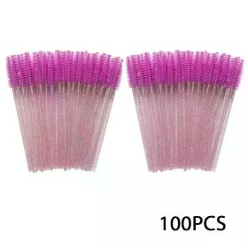 Wholesale 100PCS Mascara Spoolies Disposable Eyelash & Eyebrow Brushes for Salon, Extension & Makeup eyelash extension supplies (Brush Material: Wool Fiber, Color: 100pcs purple)