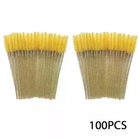 Wholesale 100PCS Mascara Spoolies Disposable Eyelash & Eyebrow Brushes for Salon, Extension & Makeup eyelash extension supplies (Brush Material: Wool Fiber, Color: 100pcs gold)
