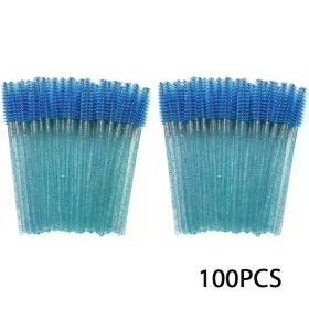 Wholesale 100PCS Mascara Spoolies Disposable Eyelash & Eyebrow Brushes for Salon, Extension & Makeup eyelash extension supplies (Brush Material: Wool Fiber, Color: 100pcs blue)