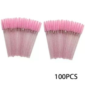 Wholesale 100PCS Mascara Spoolies Disposable Eyelash & Eyebrow Brushes for Salon, Extension & Makeup eyelash extension supplies (Brush Material: Wool Fiber, Color: 100pcs pink)
