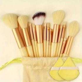 Makeup Brush Set Soft Fluffy Professiona Cosmetic Foundation Powder Eyeshadow Kabuki Blending Make Up Brush Beauty Tool Makeup (Handle Color: 13pcs  yellow  pp)