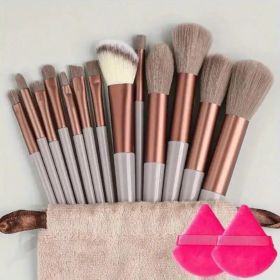 Makeup Brush Set Soft Fluffy Professiona Cosmetic Foundation Powder Eyeshadow Kabuki Blending Make Up Brush Beauty Tool Makeup (Handle Color: 13pcs brown pp rose)