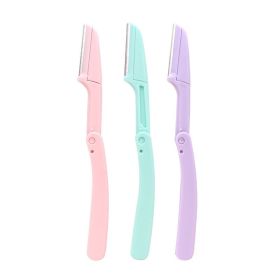 Karsyngirl 3pcs Fold Eyebrow Trimmer Scissors Hair Remover Eyebrow Comb Razor Eyebrow Clip Makeup Tools Face Razor for Women (Color: 3pcs mix)