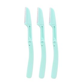 Karsyngirl 3pcs Fold Eyebrow Trimmer Scissors Hair Remover Eyebrow Comb Razor Eyebrow Clip Makeup Tools Face Razor for Women (Color: 3pcs green)