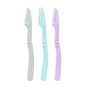 Karsyngirl 3pcs Fold Eyebrow Trimmer Scissors Hair Remover Eyebrow Comb Razor Eyebrow Clip Makeup Tools Face Razor for Women (Color: 3pcs mix C)