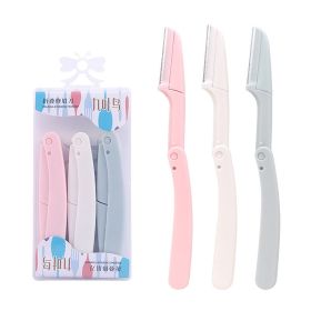 Karsyngirl 3pcs Fold Eyebrow Trimmer Scissors Hair Remover Eyebrow Comb Razor Eyebrow Clip Makeup Tools Face Razor for Women (Color: multicolour)