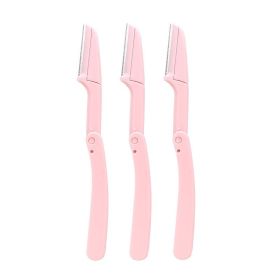 Karsyngirl 3pcs Fold Eyebrow Trimmer Scissors Hair Remover Eyebrow Comb Razor Eyebrow Clip Makeup Tools Face Razor for Women (Color: 3Pcs Pink)