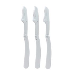Karsyngirl 3pcs Fold Eyebrow Trimmer Scissors Hair Remover Eyebrow Comb Razor Eyebrow Clip Makeup Tools Face Razor for Women (Color: 3pcs gray)