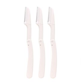 Karsyngirl 3pcs Fold Eyebrow Trimmer Scissors Hair Remover Eyebrow Comb Razor Eyebrow Clip Makeup Tools Face Razor for Women (Color: 3pcs white)