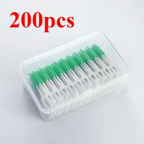 40/120pcsInterdental brush Soft silicone adaptive interdental brush Space brush orthodontic braces brush dental odontología (Color: C623-green 200pcs)