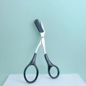 Pink eyebrow trimming scissors with built-in comb - stainless steel, precise grooming tool, creating perfect eyebrows (Color: Black)
