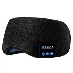 Bluetooth Wireless Headphones Sleeping Eye Mask Earphones Smart Music Sleep Headband Soft Elastic Eye Cover Headset Yoga Travel (Color: Black)