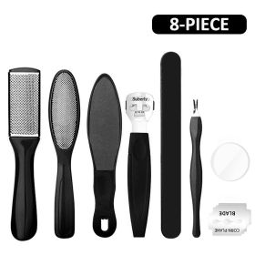 8/10-in-1 Professional Pedicure Kit Stainless Steel Callus Shavers Get Soft Smooth Feet with Stainless Steel Foot Care Tools (Color: Black 8 In 1)