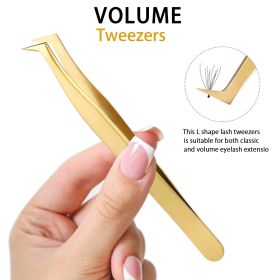 High Precision Lash Tweezers Set - Includes 3 Stainless Steel Eyelash Tweezers for Classic Individual and Volume Lash Extensions (Color: Word 7)