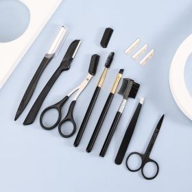 2-17 PCS Eyebrow Trimmer Set Eyebrow Razor Scraping Eyebrow Comb Razor Eyebrow Clip Scissors Tweezers Makeup Tools Sets (Color: 12 pcs)