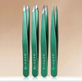 4pcs Professional Tweezers Set - Perfect For Eyebrow Hair Removal, Splinter & Ingrown Hair Removal & For Men & Women (Color: Green 4pcs -W)