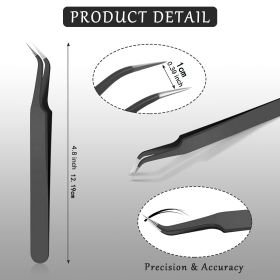 1/9Pcs Curved Tip Eyelash Extension Tweezers, Stainless Steel Curved Tip Tweezers Pointed Tip Tweezers with Protective Cover (Color: Black 1 Pcs)