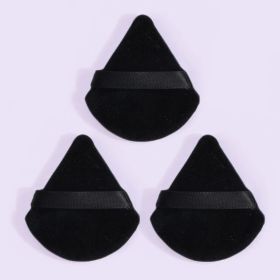 3/5/6 Pcs Triangle Powder Puff For Loose Powder Liquid Cosmetic Soft Plush Powder Puff Makeup Foundation Puff Makeup Tool (Color: SHE088-3black)