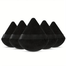 3/5/6 Pcs Triangle Powder Puff For Loose Powder Liquid Cosmetic Soft Plush Powder Puff Makeup Foundation Puff Makeup Tool (Color: SHE088-5black)