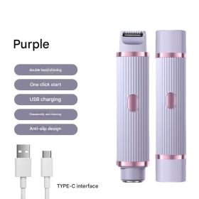 2in1 Electric Portable Hair Trimmer Shaver for Men and Women with Hair Removal Function (Color: Purple)
