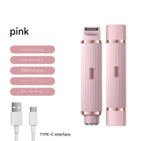 2in1 Electric Portable Hair Trimmer Shaver for Men and Women with Hair Removal Function (Color: Pink)