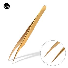New Lash Extension Tweezers Anti slip Stainless Steel Curved Tip Straight Tweezers High Precision Nail Art Makeup Beauty Tools (Color: E-1pc)