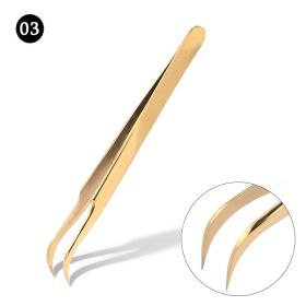 New Lash Extension Tweezers Anti slip Stainless Steel Curved Tip Straight Tweezers High Precision Nail Art Makeup Beauty Tools (Color: D-1pc)