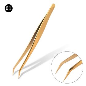 New Lash Extension Tweezers Anti slip Stainless Steel Curved Tip Straight Tweezers High Precision Nail Art Makeup Beauty Tools (Color: B-1pc)