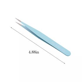 1Pc Stainless Steel Eyelash Extension Tweezers Curved Straight Lashes Tweezer Non-magnetic Eyelashes Nail Makeup Tools Wholesale (Color: Blue straight)
