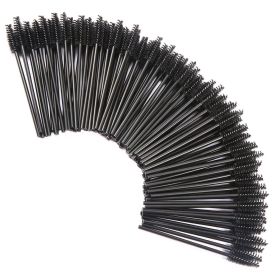 200 PCS Disposable Eyelash Brush Mascara Wands Spoolies for Eye Lash Extension, Eyebrow and Makeup Cosmetic Tools (Color: 200PCS-Black)