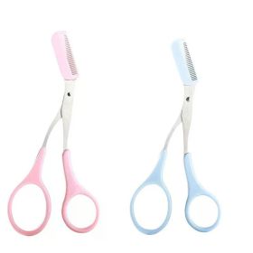 1/2/3/4pcs Eyebrow Trimmer Makeup Tools Stainless Steel Eyebrow Scissors with Comb Hair Removal Eyebrows Shaping Makeup tools (Color: 2PCS Mixed)