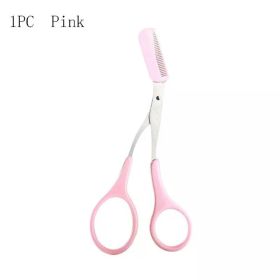 1/2/3/4pcs Eyebrow Trimmer Makeup Tools Stainless Steel Eyebrow Scissors with Comb Hair Removal Eyebrows Shaping Makeup tools (Color: 1PC Pink)
