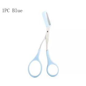 1/2/3/4pcs Eyebrow Trimmer Makeup Tools Stainless Steel Eyebrow Scissors with Comb Hair Removal Eyebrows Shaping Makeup tools (Color: 1PC Blue)