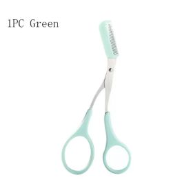1/2/3/4pcs Eyebrow Trimmer Makeup Tools Stainless Steel Eyebrow Scissors with Comb Hair Removal Eyebrows Shaping Makeup tools (Color: 1PC Green)