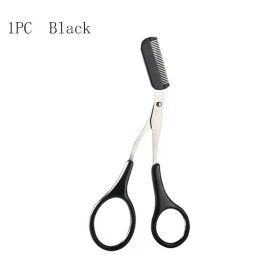 1/2/3/4pcs Eyebrow Trimmer Makeup Tools Stainless Steel Eyebrow Scissors with Comb Hair Removal Eyebrows Shaping Makeup tools (Color: 1PC Black)