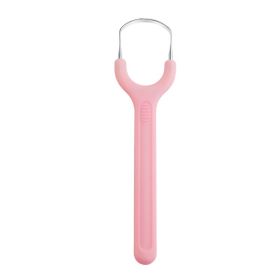 Stainless Steel Tongue Scraper Set For Adult Ergonomic Metal Tongue Cleaner Oral Brush U-shape Easy To Clean Reduce Bad Breath (Number of Pieces: One Unit, Color: 1pcs O pink)
