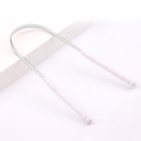Stainless Steel Tongue Scraper Set For Adult Ergonomic Metal Tongue Cleaner Oral Brush U-shape Easy To Clean Reduce Bad Breath (Number of Pieces: One Unit, Color: 1pcs U white)