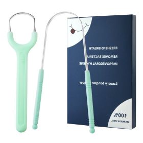 Stainless Steel Tongue Scraper Set For Adult Ergonomic Metal Tongue Cleaner Oral Brush U-shape Easy To Clean Reduce Bad Breath (Number of Pieces: One Unit, Color: green set)