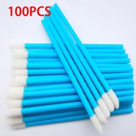 100PCS Disposable Lip Brushes Makeup Brush Eyelashes Extension Applicator Lipstick Wands Set Cosmetic Colourful Make Up Tools (Handle Color: blue 100pcs)