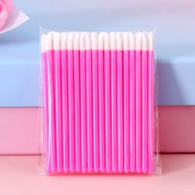 100PCS Disposable Lip Brushes Makeup Brush Eyelashes Extension Applicator Lipstick Wands Set Cosmetic Colourful Make Up Tools (Handle Color: Rose red 50pcs)