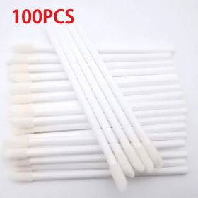 100PCS Disposable Lip Brushes Makeup Brush Eyelashes Extension Applicator Lipstick Wands Set Cosmetic Colourful Make Up Tools (Handle Color: white 100pcs)