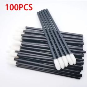 100PCS Disposable Lip Brushes Makeup Brush Eyelashes Extension Applicator Lipstick Wands Set Cosmetic Colourful Make Up Tools (Handle Color: black 100pcs)